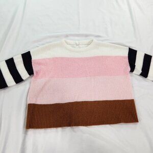 Wishlist ColorBlock Stripe Cozy Oversized Knit Crewneck Sweater Medium / Large